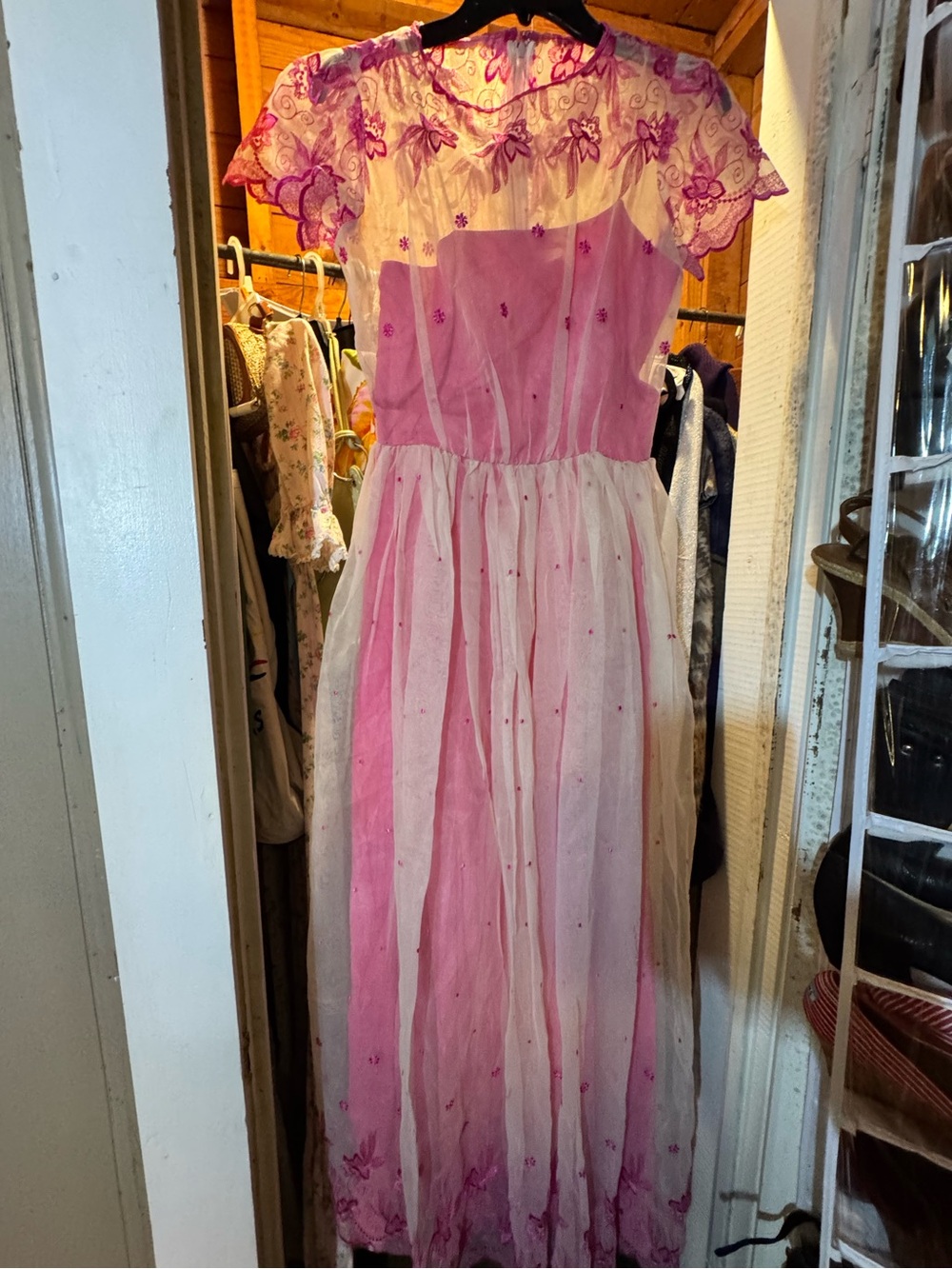 Girls Pink Lace-Trim Party Dress